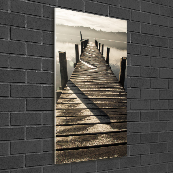 Printed glass wall art Wooden pier