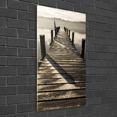 Printed glass wall art Wooden pier