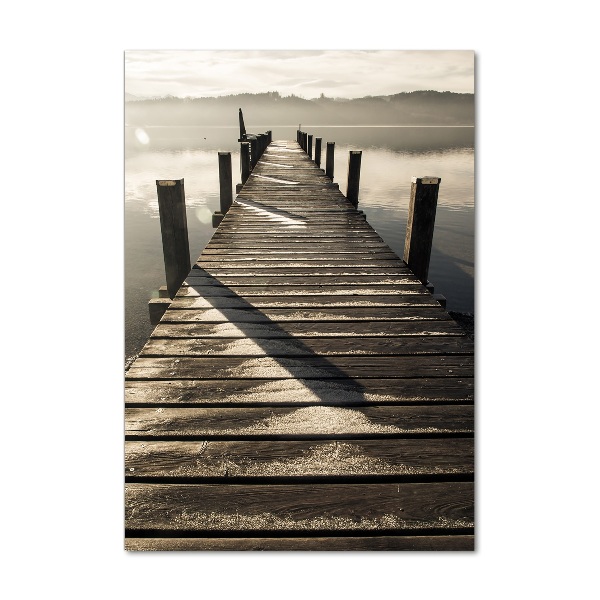 Printed glass wall art Wooden pier