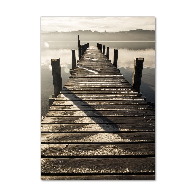 Printed glass wall art Wooden pier