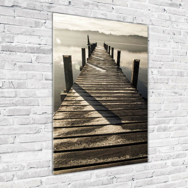 Printed glass wall art Wooden pier