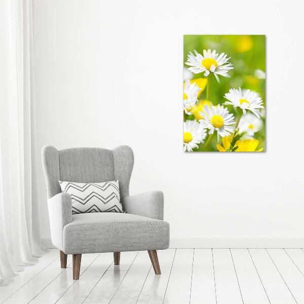 Printed glass wall art Daisy