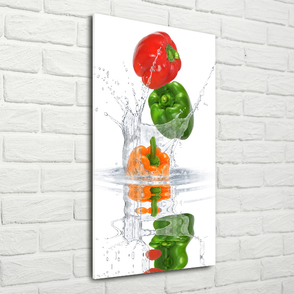 Glass wall art Peppers