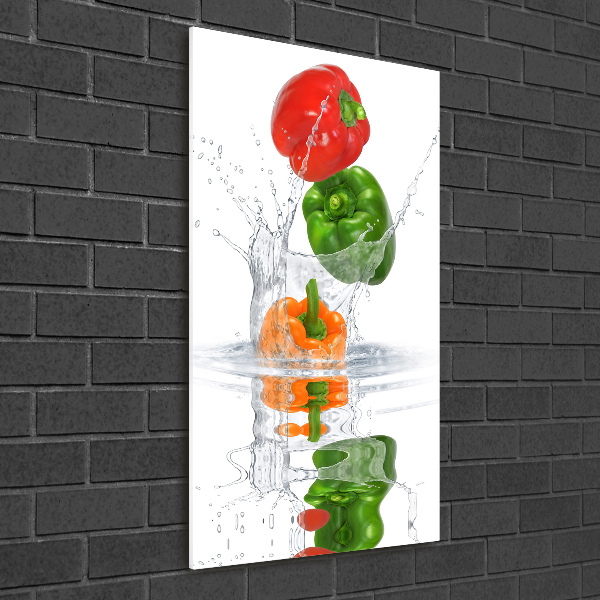 Glass wall art Peppers