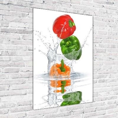 Glass wall art Peppers