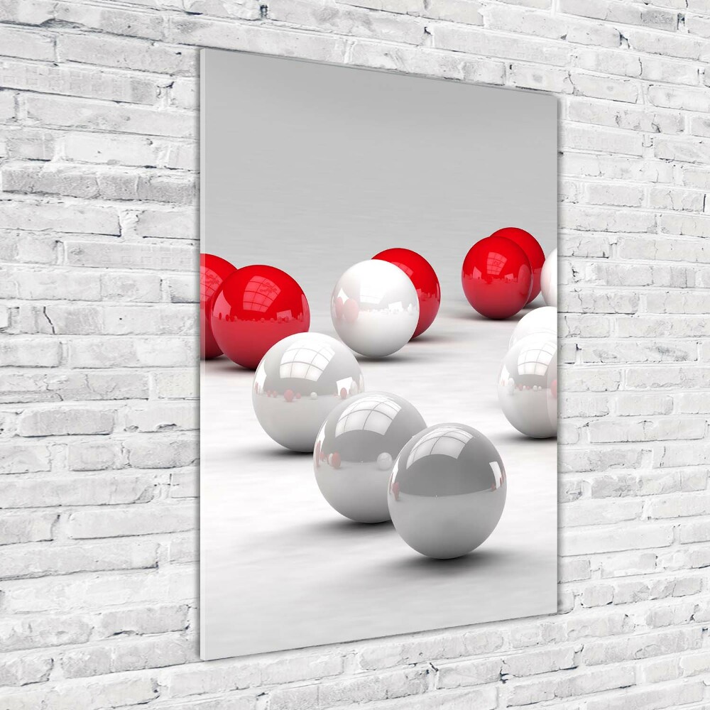 Wall art on glass Red and white balls