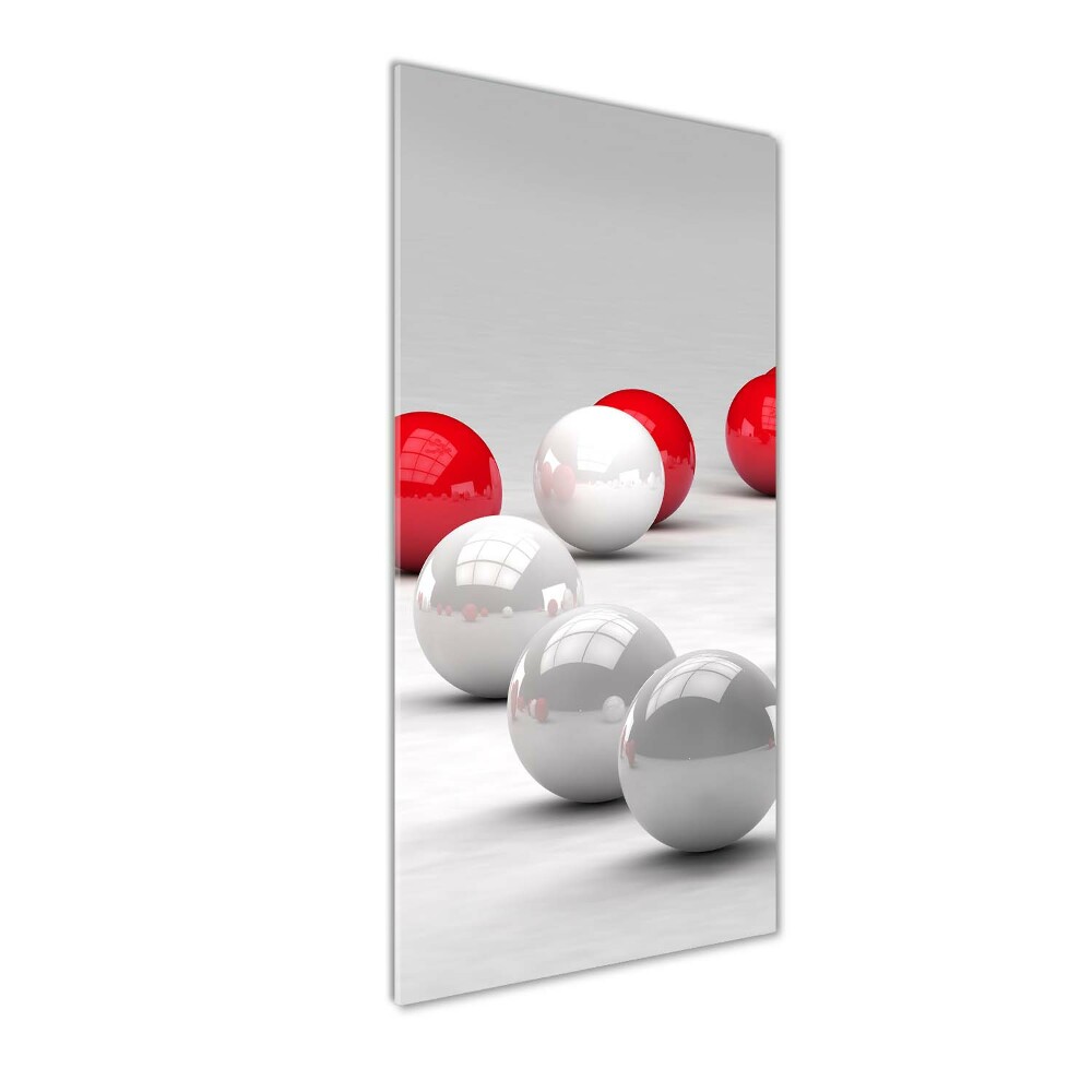 Wall art on glass Red and white balls