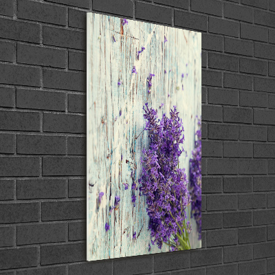 Photo printed on glass Lavender on wood