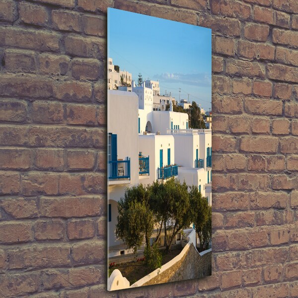 Wall art on glass Mykonos Greece