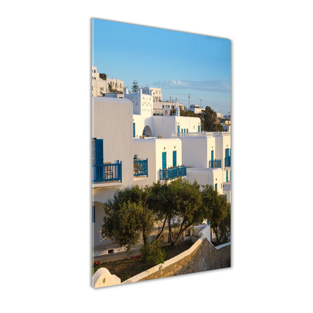 Wall art on glass Mykonos Greece