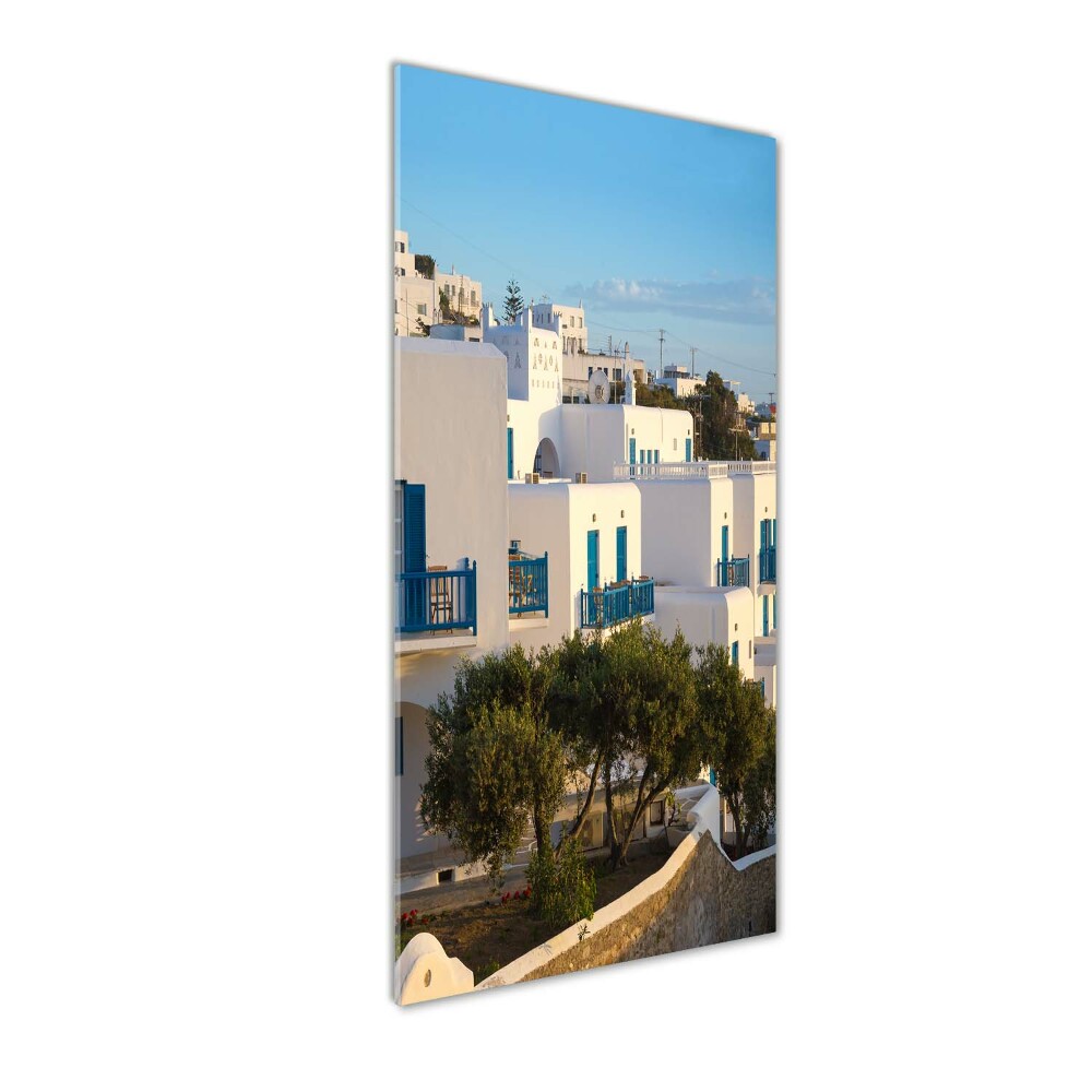 Wall art on glass Mykonos Greece