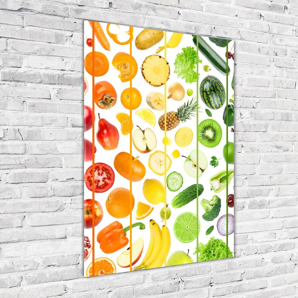 Print on a a glass Fruits and vegetables