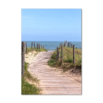 Printed glass wall art Path to the beach