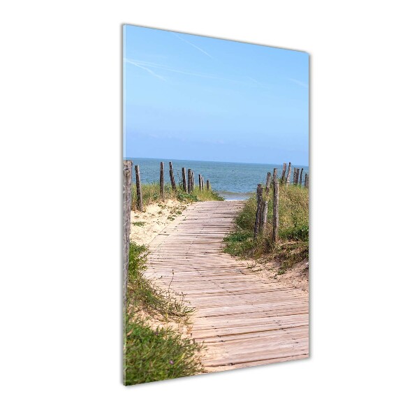 Printed glass wall art Path to the beach