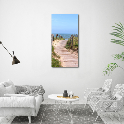 Printed glass wall art Path to the beach