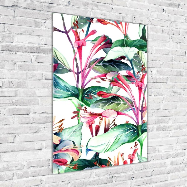 Printed glass wall art Honeysuckle