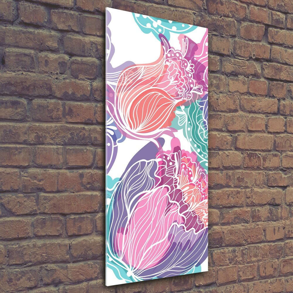 Printed glass wall art Floral pattern