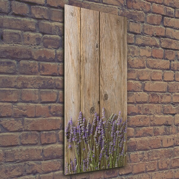 Photo printed on glass Lavender on wood