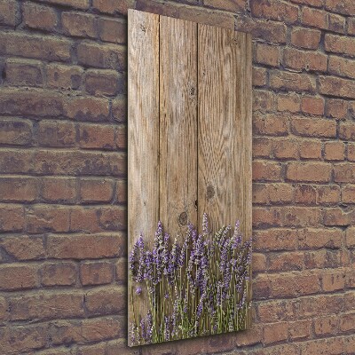 Photo printed on glass Lavender on wood