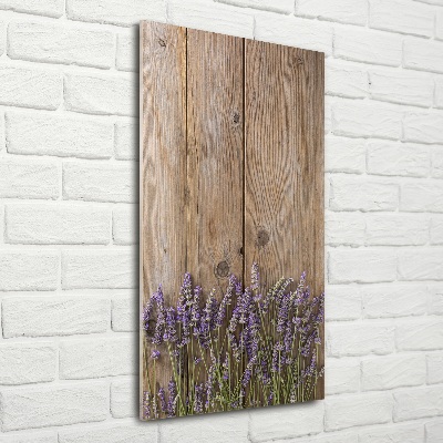 Photo printed on glass Lavender on wood