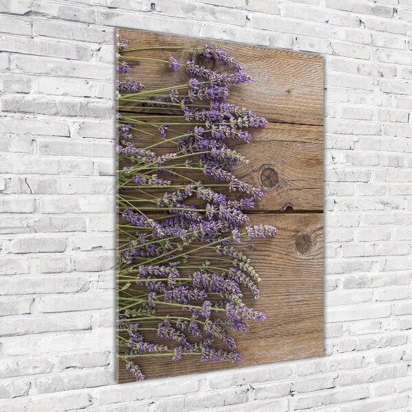 Photo printed on glass Lavender on wood