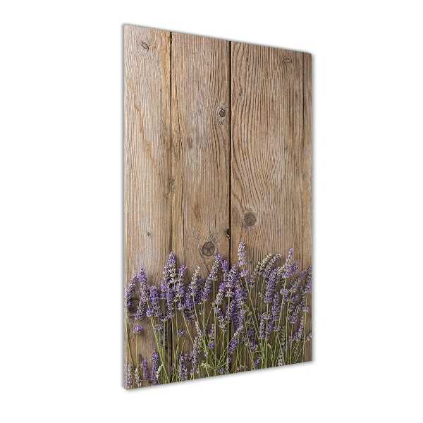 Photo printed on glass Lavender on wood