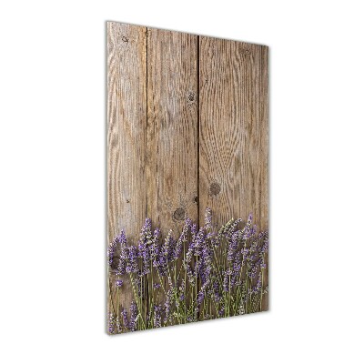 Photo printed on glass Lavender on wood