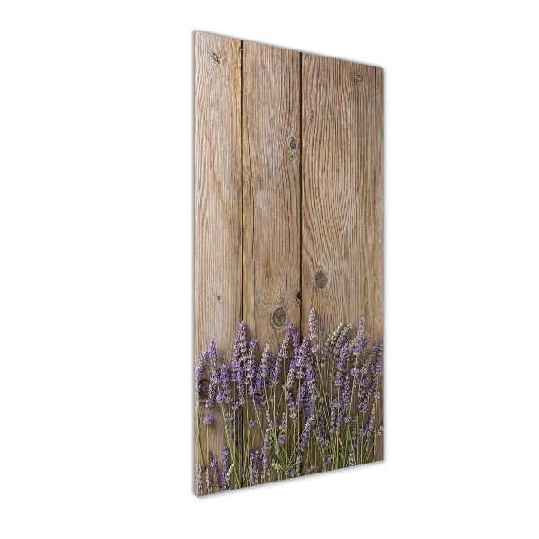 Photo printed on glass Lavender on wood