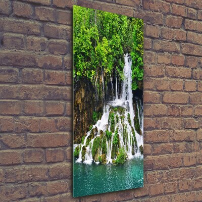 Glass wall art Waterfall in the forest