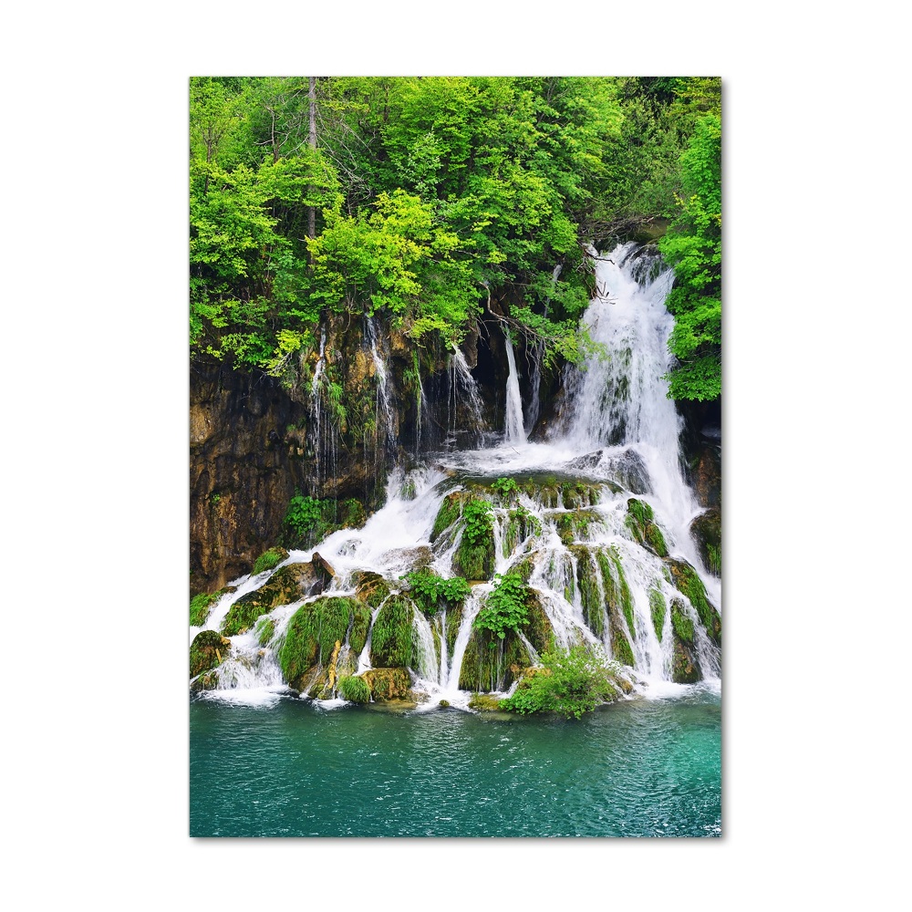 Glass wall art Waterfall in the forest