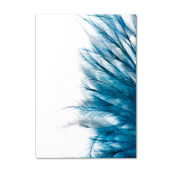 Glass art picture Blue feathers