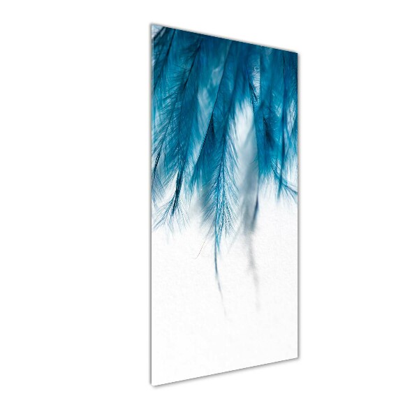 Glass art picture Blue feathers