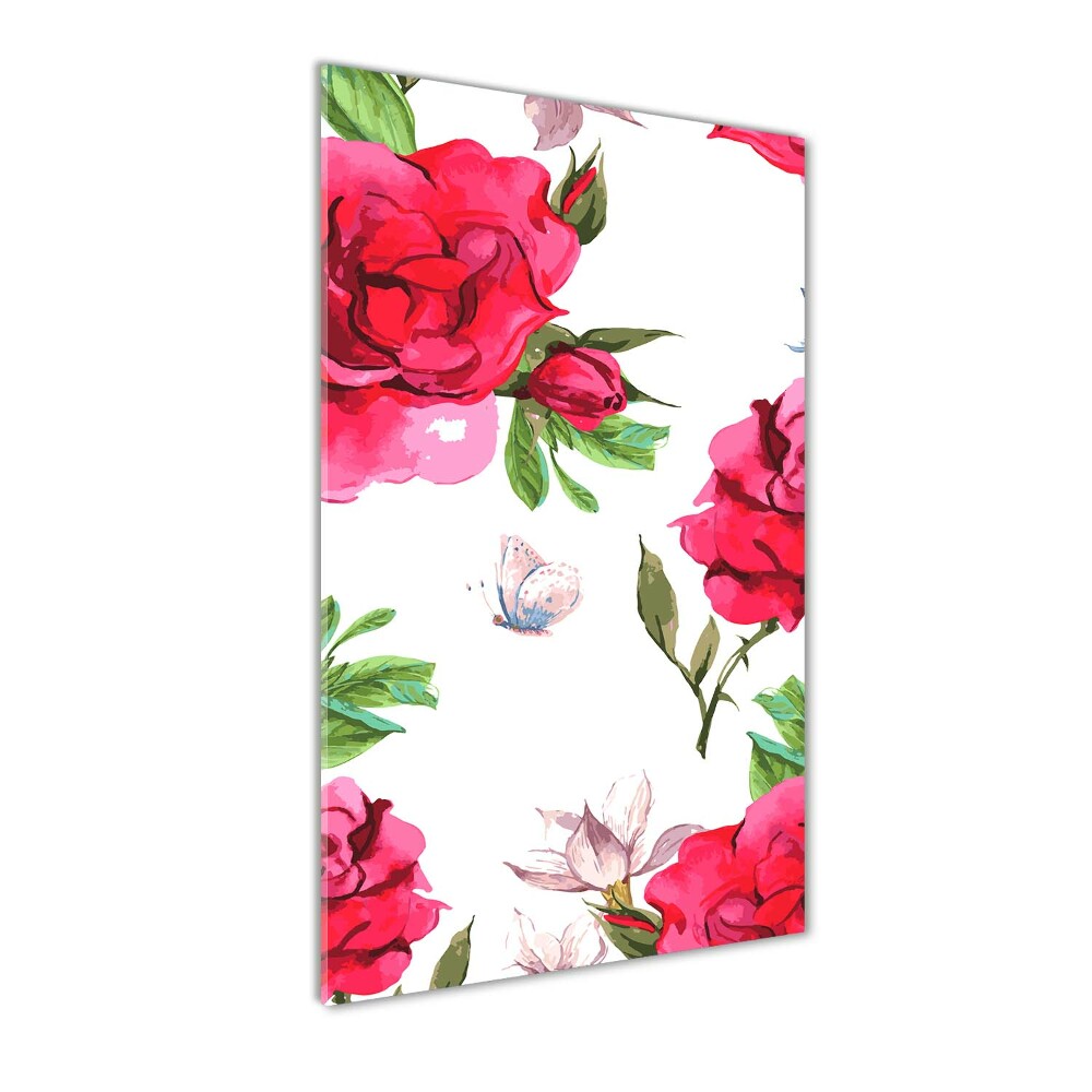 Photo printed on glass Red roses