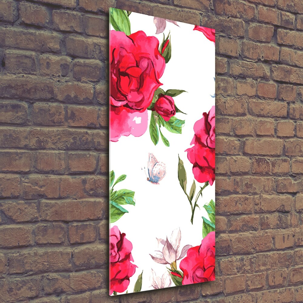 Photo printed on glass Red roses