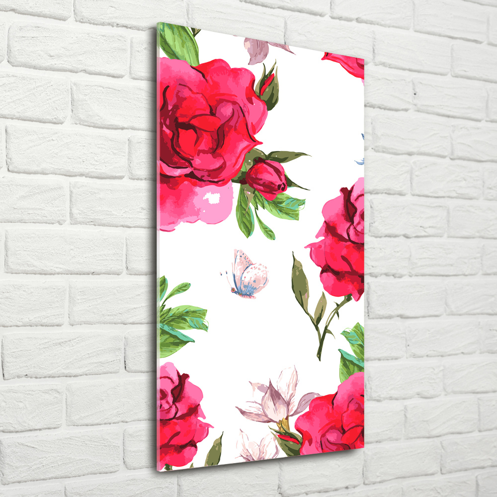 Photo printed on glass Red roses