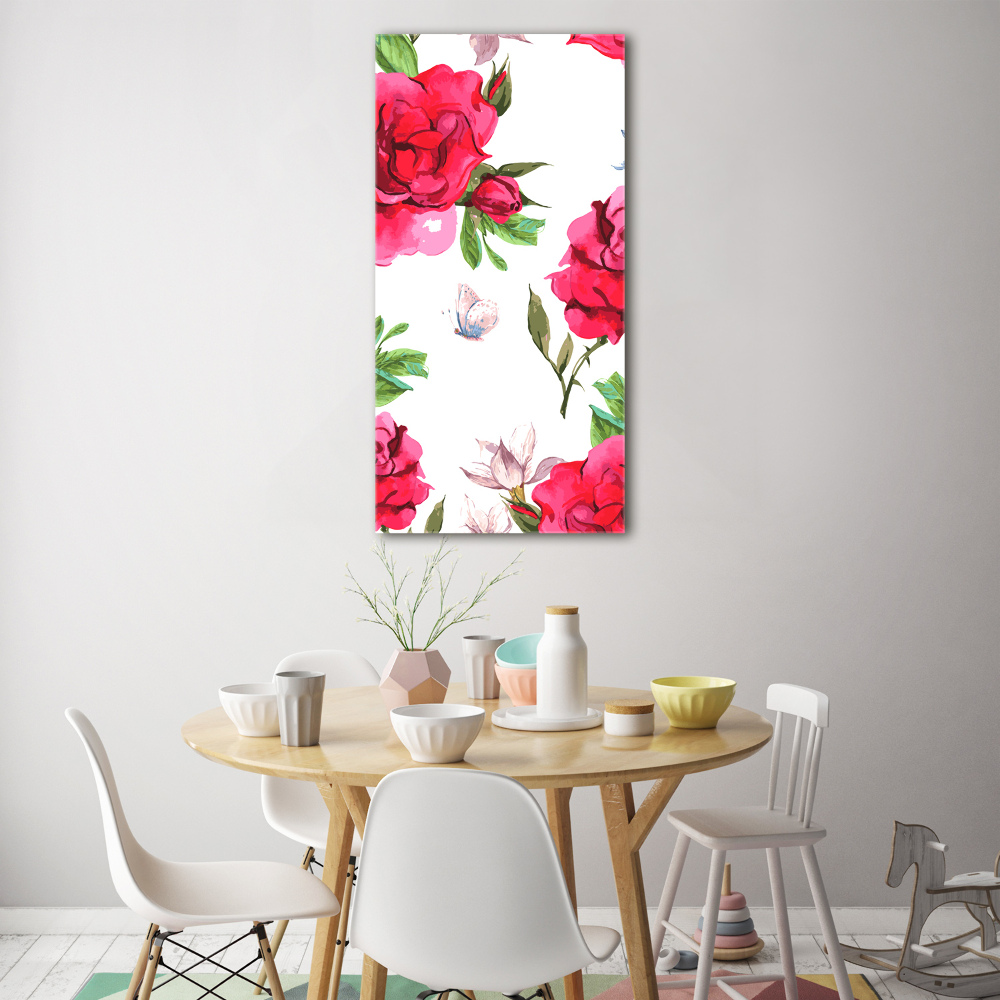 Photo printed on glass Red roses