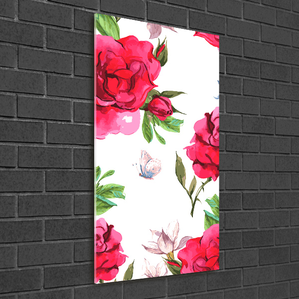 Photo printed on glass Red roses