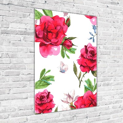 Photo printed on glass Red roses