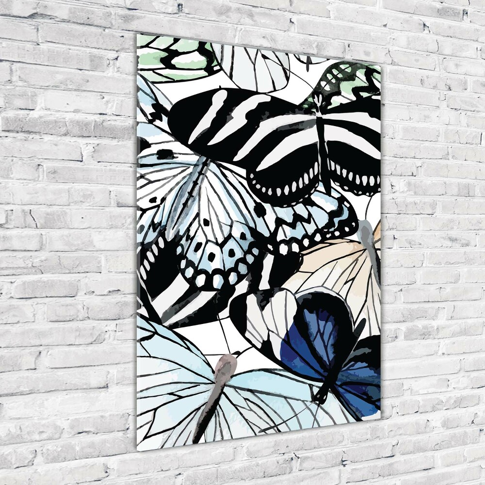 Glass picture wall art Butterflies