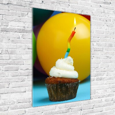 Photo printed on glass Birthday cupcake