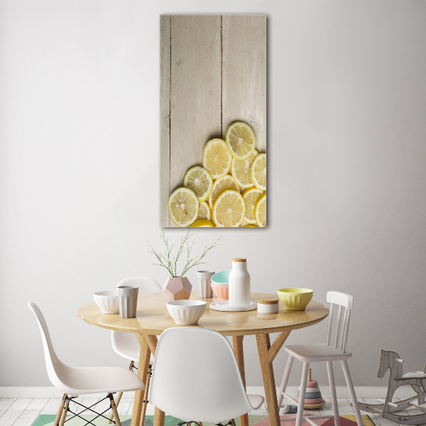 Photo printed on glass Lemons on wood