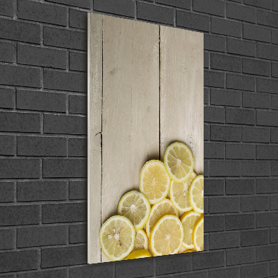 Photo printed on glass Lemons on wood