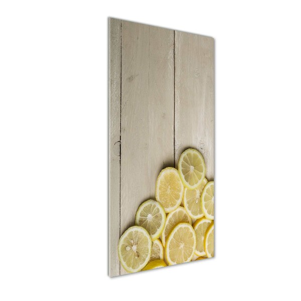 Photo printed on glass Lemons on wood