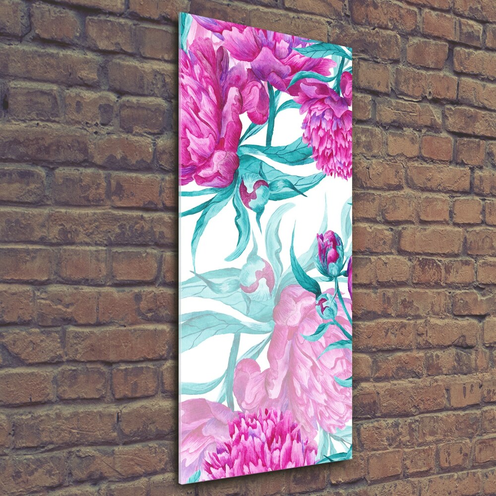 Glass picture wall art Peonies