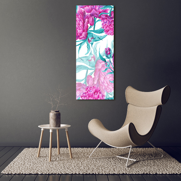 Glass picture wall art Peonies