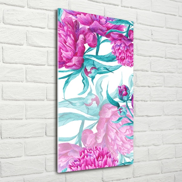 Glass picture wall art Peonies