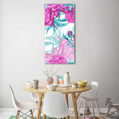 Glass picture wall art Peonies