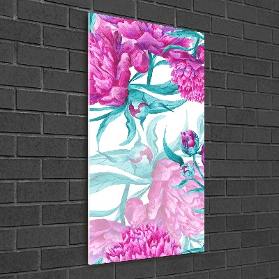 Glass picture wall art Peonies