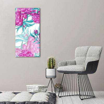 Glass picture wall art Peonies