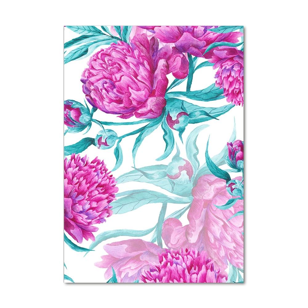 Glass picture wall art Peonies